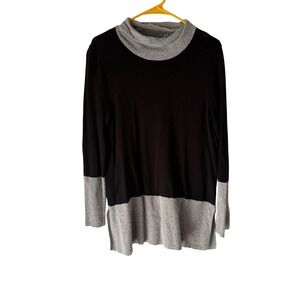 Belford Women's Black Gray Tunic‎ Top Long Sleeve Cowl Neck Size M Lagen Look